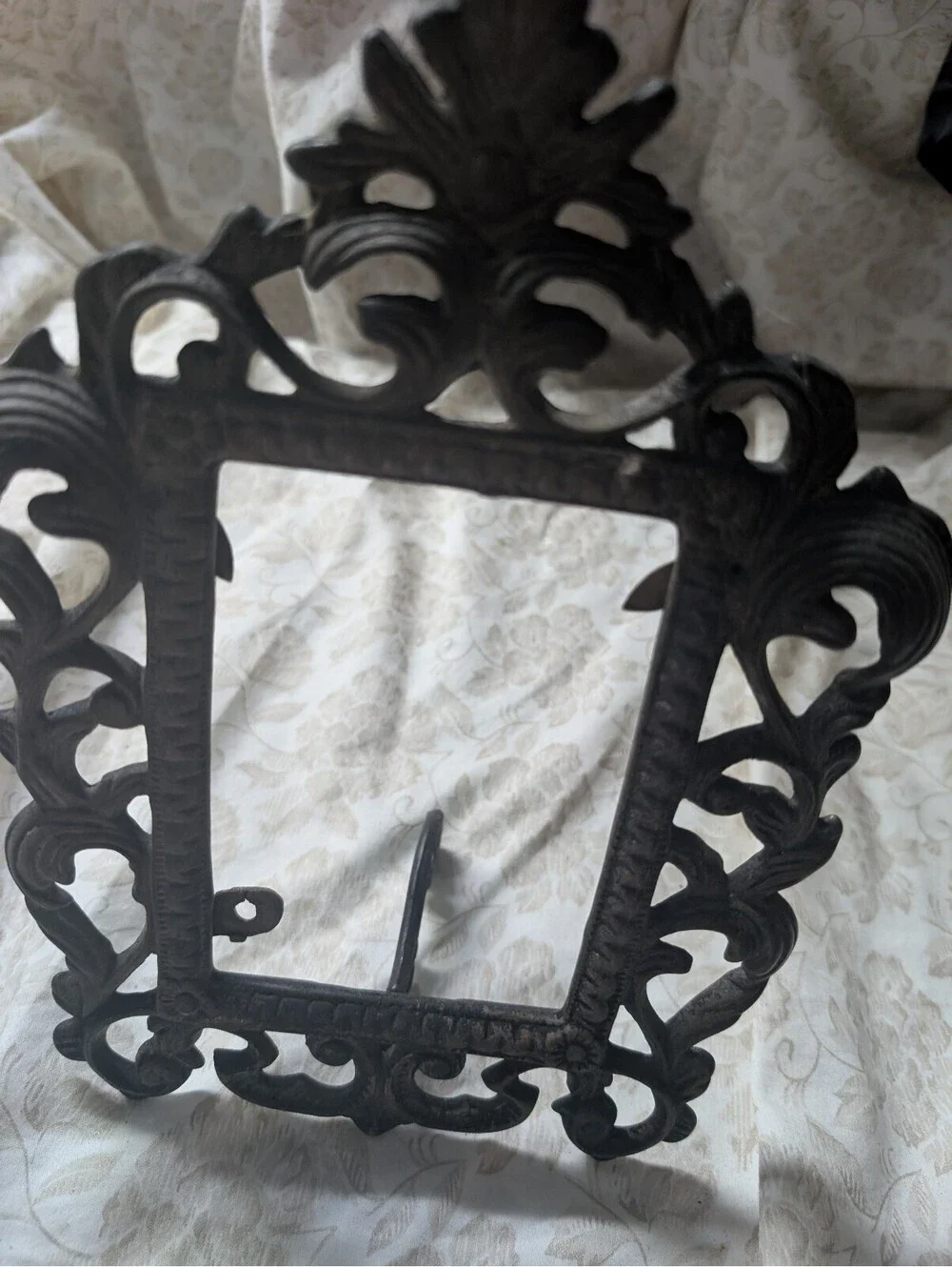Ornate Vintage Black Cast Iron Decorative Frame
